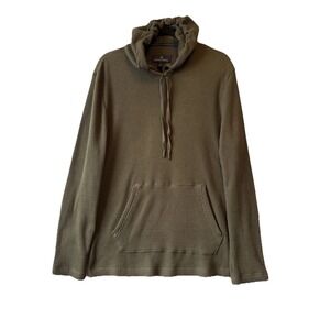 Rainforest Cabin Waffle Knit Olive Green Soft Hoodie Pullover Mens L Modern Cozy